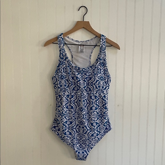 Seraphine Blue and White Maternity One-Piece Swimsuit - Picture 2 of 10